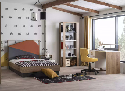 Kindermöbel Garnitur Kinderbett Kinderzimmer Bett Holz Grau Set 4tlg